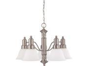 Nuvo Gotham ES 5 Light 25 inch Chandelier w Frosted White Glass 13w GU24 Lamps Incl