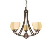 Nuvo Normandy 5 Light 25 inch Chandelier w Champagne Linen Washed Glass