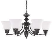 Nuvo Empire 6 Light 26 inch Chandelier w Frosted White Glass
