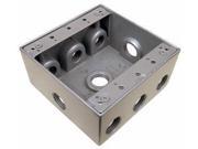 Weatherproof Boxes Two Gang 30.5 Cubic in 9 Outlet Holes 1 2in. Gray