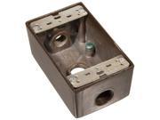 Weatherproof Boxes One Gang 18 Cubic Inch 3 Outlet 1 2in. Bronze No Lugs