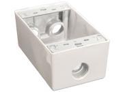 Weatherproof Boxes One Gang 18 Cubic in Capacity 4 Outlet Holes 1 2in. White