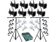 8 Black PAR CAN 38 120w BR40 FL Dimmer C Clamp Stand 4661