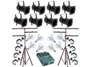 8 Black PAR CAN 38 120w BR40 FL Dimmer C Clamp Stand 4681