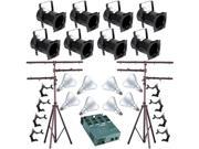 8 Black PAR CAN 38 120w BR40 FL Dimmer O Clamp Stand 4671