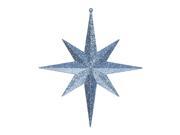 2PK 12 Sea Blue Glitter Bethlehem Star 8 Point Christmas Ornaments