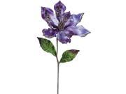 3PK 22 Purple Velvet Magnolia 9 Glitter Flower Decorative Christmas Pick