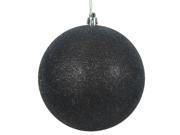 12PK 3 Black Glitter Shatterproof Christmas Ball Ornament