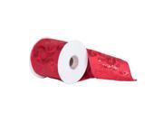 4 x 5 yd Red Dupion w Red Sequin Leaf Design Christmas Ribbon