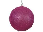8 Magenta Glitter Shatterproof UV Resistant Christmas Ball Ornament
