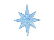 6PK 7 Turquoise Sculpted 8 Point Star Shatterproof Glitter Christmas Ornament
