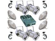 4 Silver PAR CAN 64 500w PAR64 MFL Bulbs C Clamp Dimmer