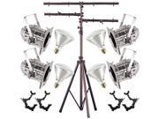 4 Silver Short PAR CAN 38 120w BR40 Flood O Clamp Stand