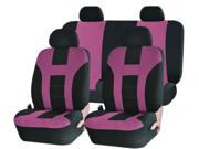 Double Stitched Racing Style Pink Black Polyester Car Seat Covers Set Universal