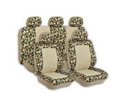 Camouflage 2 Tone Beige Camo Front Rear 9pc Seat Covers Combo Universal