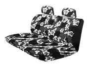 4PC Charcoal Polyester Hawaiin Print Rear Bench Seat Cover Set Universal