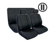Black Encore Style Complete Lowback Front Rear Seat Covers Steering Wheel Cover 11pc Set Universal