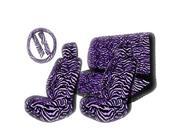 Purple Black Zebra Animal Print Seat Covers Steering Wheel Cover 11pc Set Universal