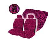 Hot Pink Black Zebra Animal Print Seat Covers Steering Wheel Cover 11pc Set Universal