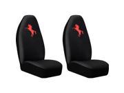Red Pony Mustang Horse Logo Black Front High Back Seat Covers Set Universal