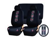 Black Lady Bugs Front Rear Seat Covers Steering Wheel Cover 11pc Set Universal