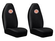 Black Fire Fighter Department Logo Front High Back Seat Covers Set Universal