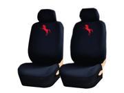 Red Pony Mustang Horse Logo Black Front Low Back Seat Covers Set Universal