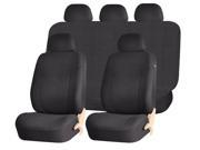Elegant Style 186 Solid Black Complete Airbag Compatible Seat Covers Set Universal
