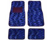 4 Pieces Blue Black Zebra Animla Print Universal Front Rear Carper Floot Mats Set