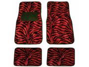 4 Pieces Red Black Zebra Animla Print Universal Front Rear Carper Floot Mats Set