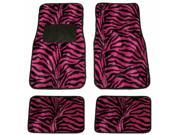 4 Pieces Pink Black Zebra Animla Print Universal Front Rear Carper Floot Mats Set