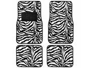 4 Pieces White Black Zebra Animla Print Universal Front Rear Carper Floot Mats Set