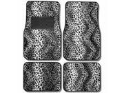 4 Pieces Snow Gray Leopard Print Front Rear Carpet Floor Mat Set Universal
