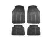All Weather Solid Black Rubber Trimmable Front Rear 4 Pieces Universal Car Van Truck Floor Mats Set