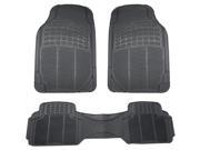 All Weather Solid Black Rubber Trimmable Front Rear 3 Pieces Universal Car Van Truck Floor Mats Set