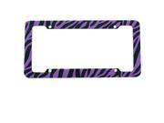 1 Piece Purple Black Zebra Print Plastic Standard Size License Plate Frame Universal