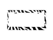 1 Piece White Black Zebra Print Metal Standard Size License Plate Frame Universal