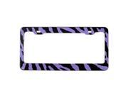 1 Piece Purple Black Zebra Print Metal Standard Size License Plate Frame Universal