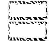 2 Piece White Black Zebra Print Metal Standard Size License Plate Frame Universal