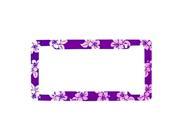 1 Pice Purple Hawaiin Design Plastic Standard Size License Plate Frame Universal