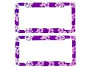 2 Pice Purple Hawaiin Design Plastic Standard Size License Plate Frame Universal