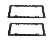 2 Piece Black Twisted Wire Standard Size Metal License Plate Frame Universal