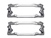 2 Piece All Chrome Twin Ladies Sitting Standard Size Metal License Plate Frame Universal