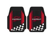 Chevy Chevrolet Racing Style 2pc Front Black Rubber Universal Car Truck Floor Mats Set