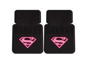 Supergirl Pink Shield 2pc Front Black Rubber Universal Car Truck Floor Mats Set