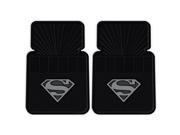 Superman Gray Silver Shield 2pc Front Black Rubber Universal Car Truck Floor Mats Set