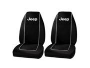 Jeep Logo Highback Front Black Bucket Seat Covers Set Universal Fit