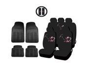 New Spring Love Microfiber Low Back Seat Covers Black Rubber Mats 18pc Set Universal