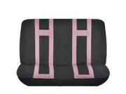 New Pink Black Double Stitched Polyester Rear Bench Seat Cover 2pc Set Universal
