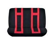 New Red Black Double Stitched Polyester Rear Bench Seat Cover 2pc Set Universal